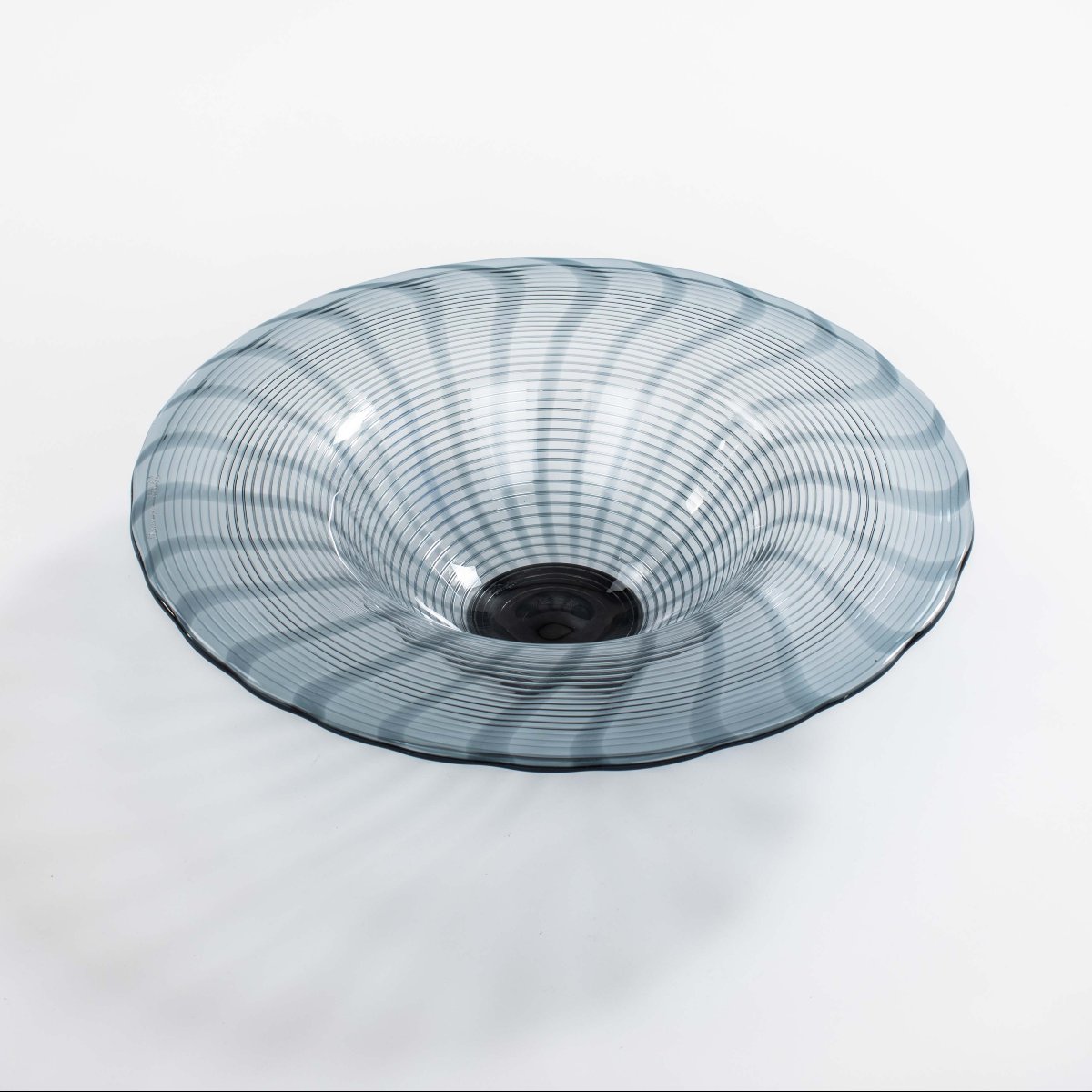 Grand bol en verre de Murano italien, bleu-gris, des années 1990-photo-2