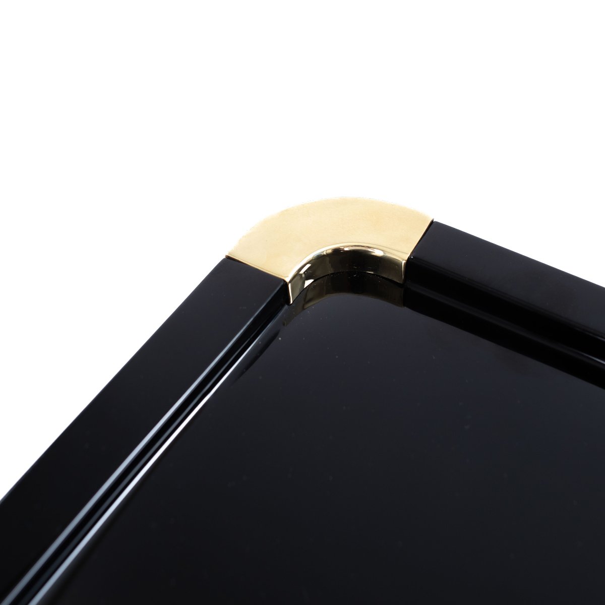 Mid-century Italian-style Sideboard, Black High-gloss Finish—brass Accents, By Mario Sabo-photo-4
