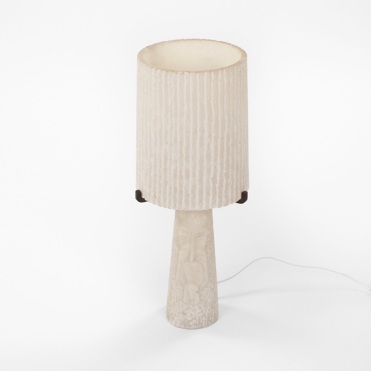 Mid-century Alabaster Table Lamp With A Carved, Strict-geometric Face, 1960s-photo-2