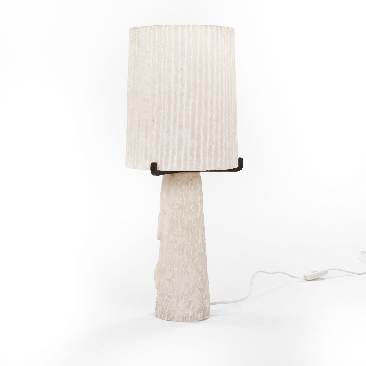 Mid-century Alabaster Table Lamp With A Carved, Strict-geometric Face, 1960s-photo-4