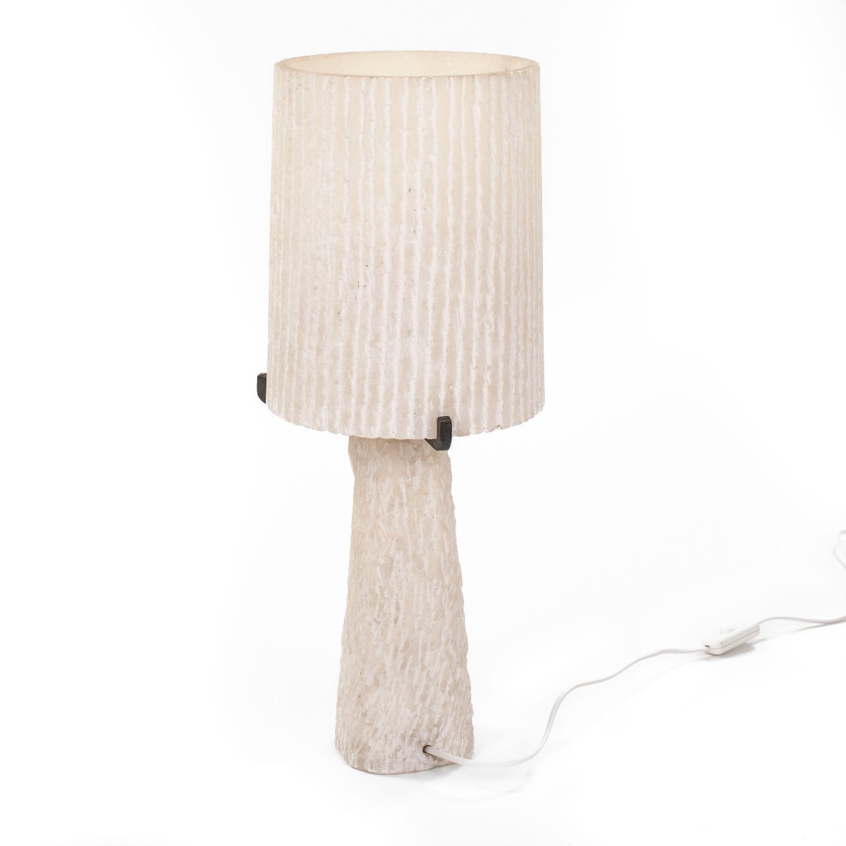 Mid-century Alabaster Table Lamp With A Carved, Strict-geometric Face, 1960s-photo-1