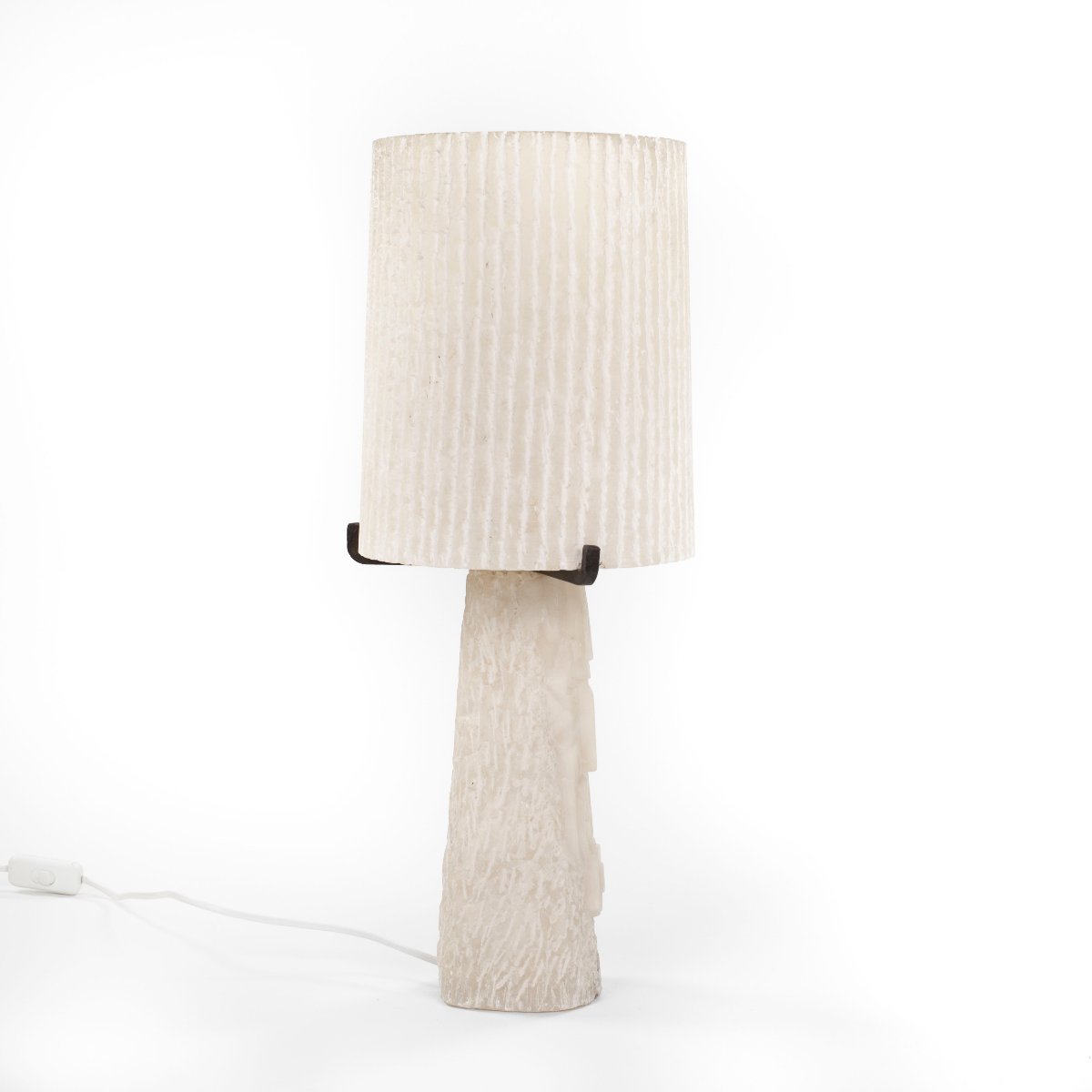 Mid-century Alabaster Table Lamp With A Carved, Strict-geometric Face, 1960s-photo-2