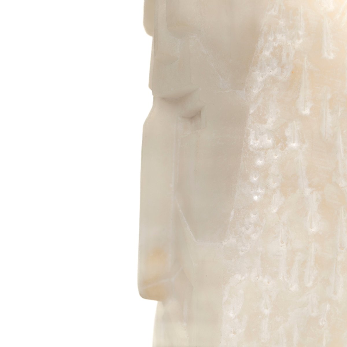 Mid-century Alabaster Table Lamp With A Carved, Strict-geometric Face, 1960s-photo-6