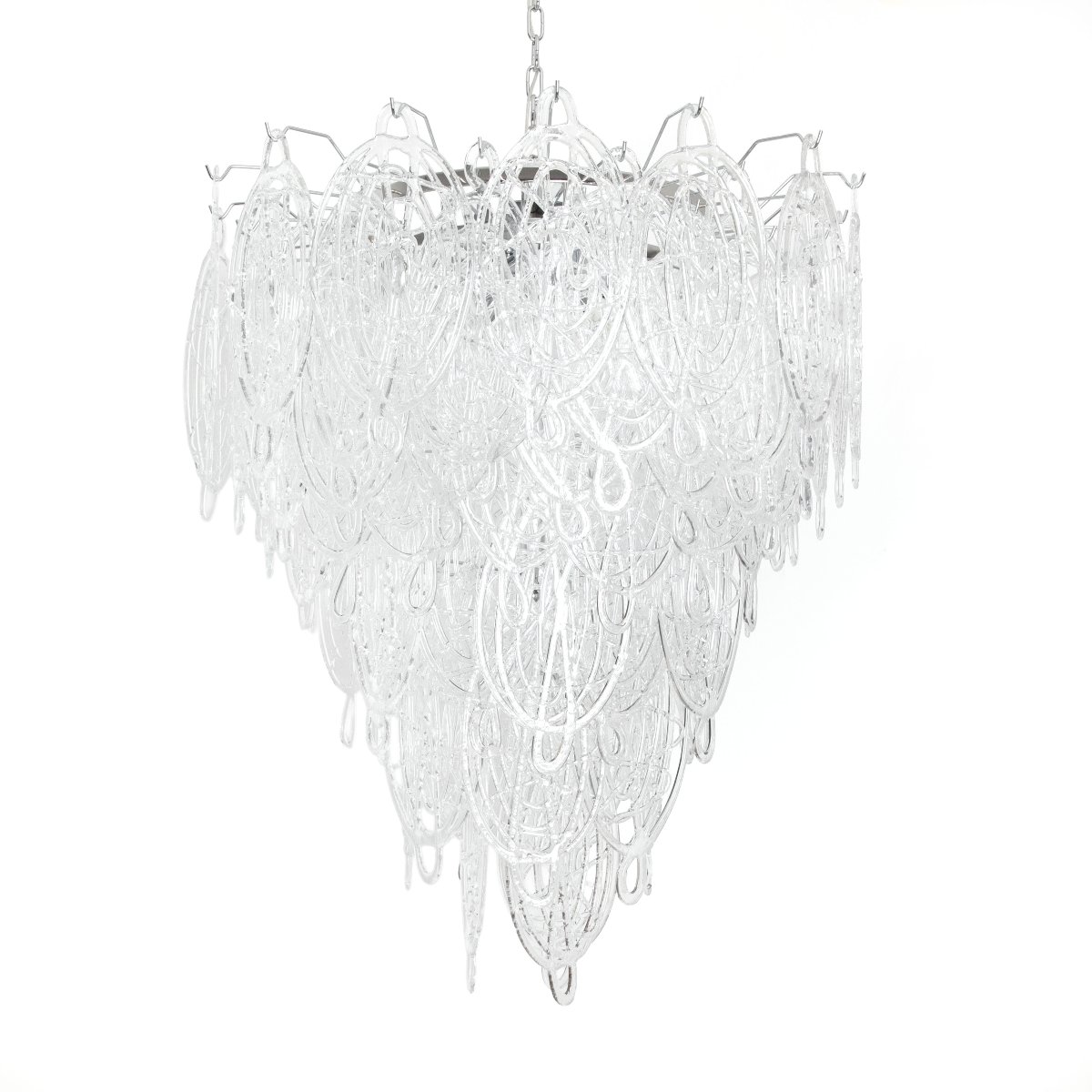 Lustre italien en verre de Murano à 8 niveaux, en nickel transparent, au design abstrait-photo-2