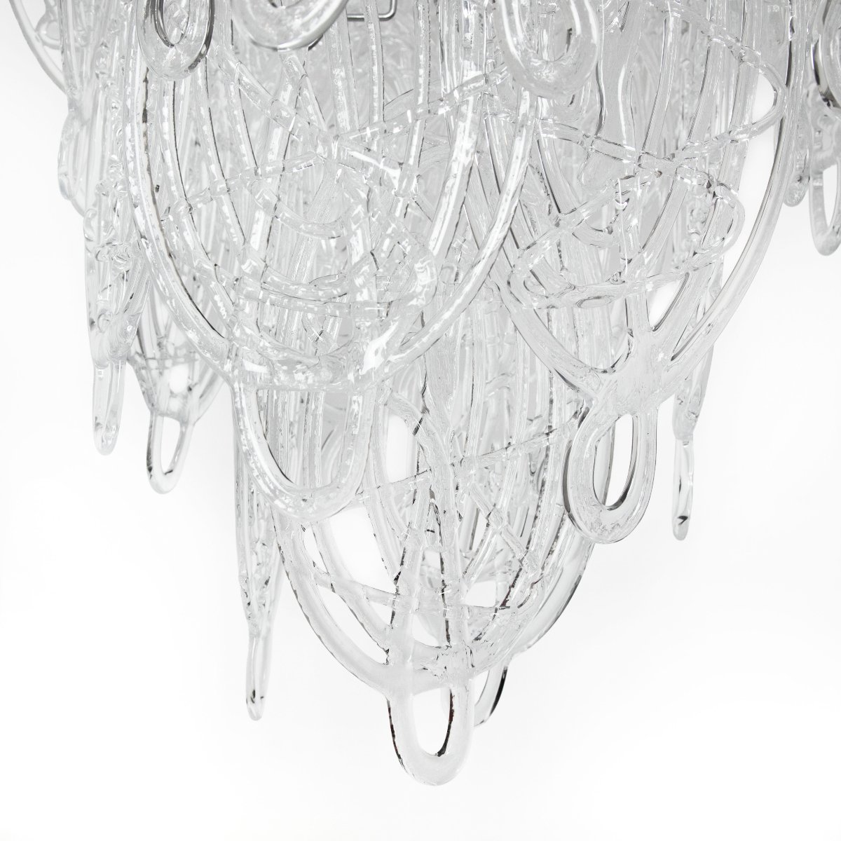 Lustre italien en verre de Murano à 8 niveaux, en nickel transparent, au design abstrait-photo-3