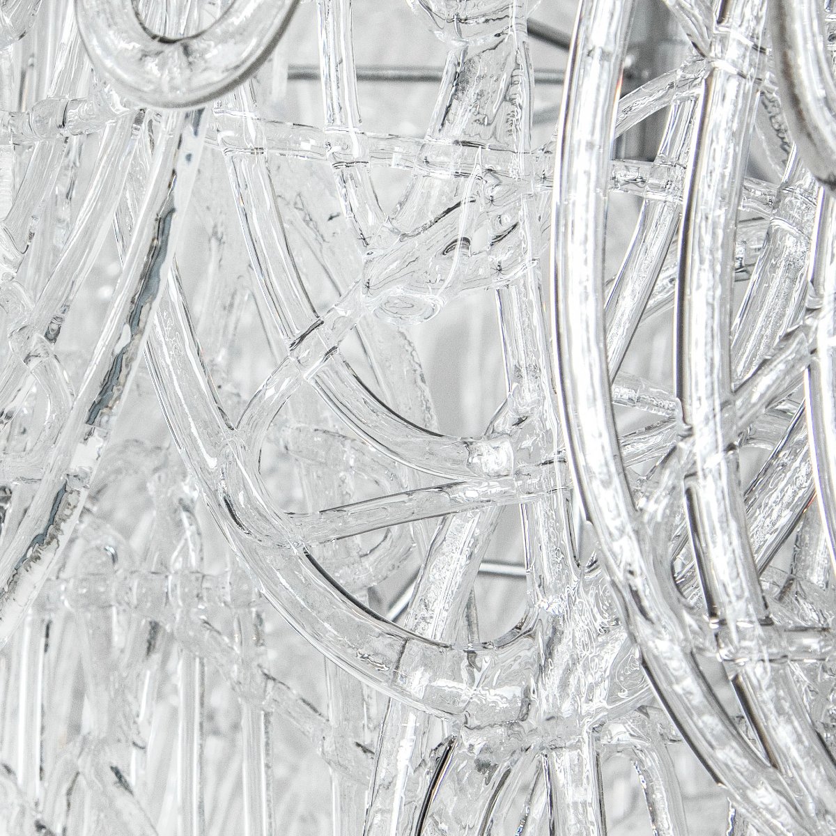 Lustre italien en verre de Murano à 8 niveaux, en nickel transparent, au design abstrait-photo-4