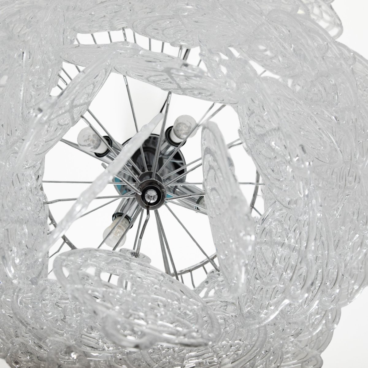 Lustre italien en verre de Murano à 8 niveaux, en nickel transparent, au design abstrait-photo-2
