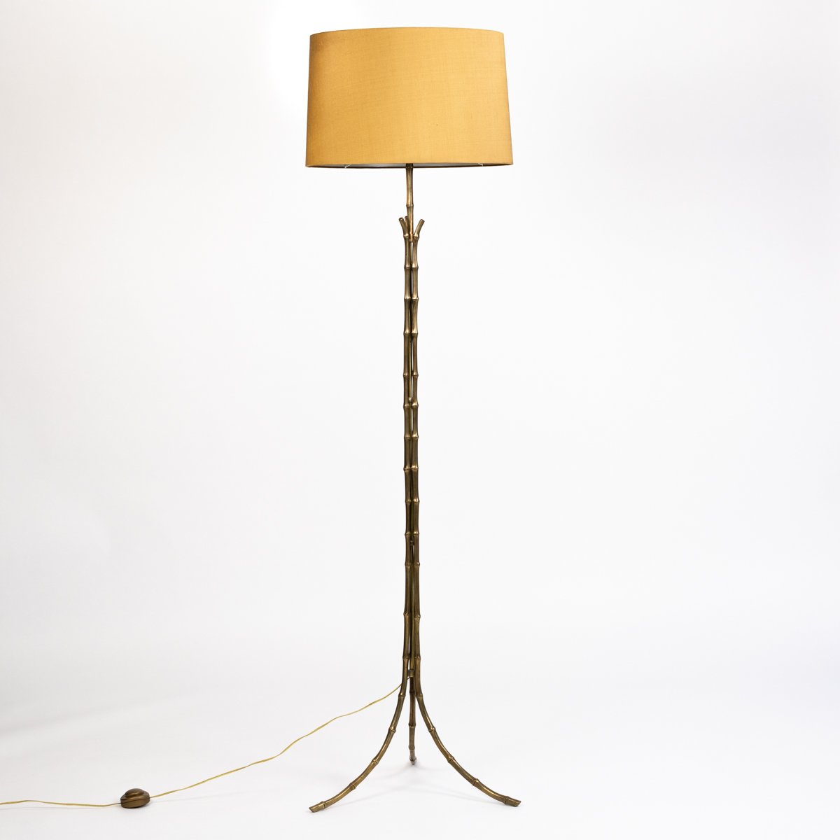 French "faux Bamboo" Bronze Floor Lamp By Maison Baguès, 1960s-photo-2