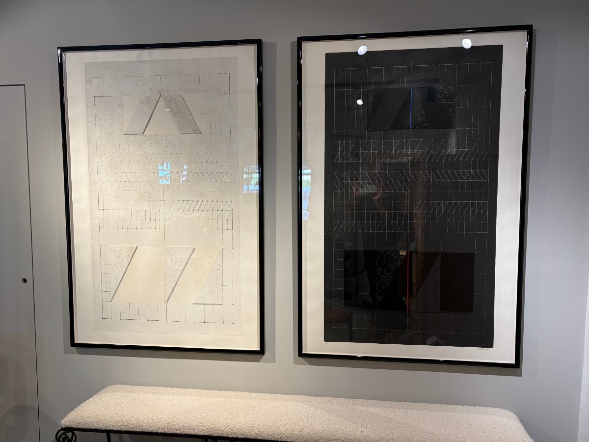 Quelques grandes gravures en noir et blanc de Walter Valentini, Italie, années 1980