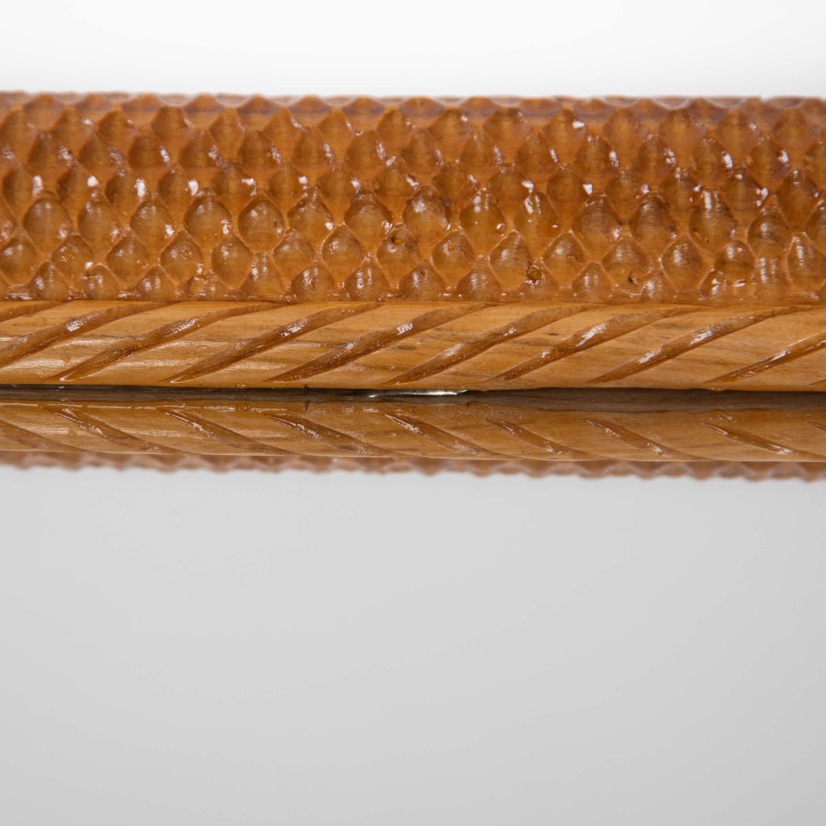 French Mid-century Rectangular Mirror, Adorned With Intricate Honeycomb Carvings, 1960s-photo-4