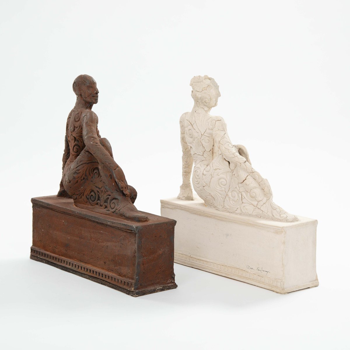 A Pair Of Classically Inspired Ceramic Sculputres By Dora Várkonyi, Germany 2001-photo-4