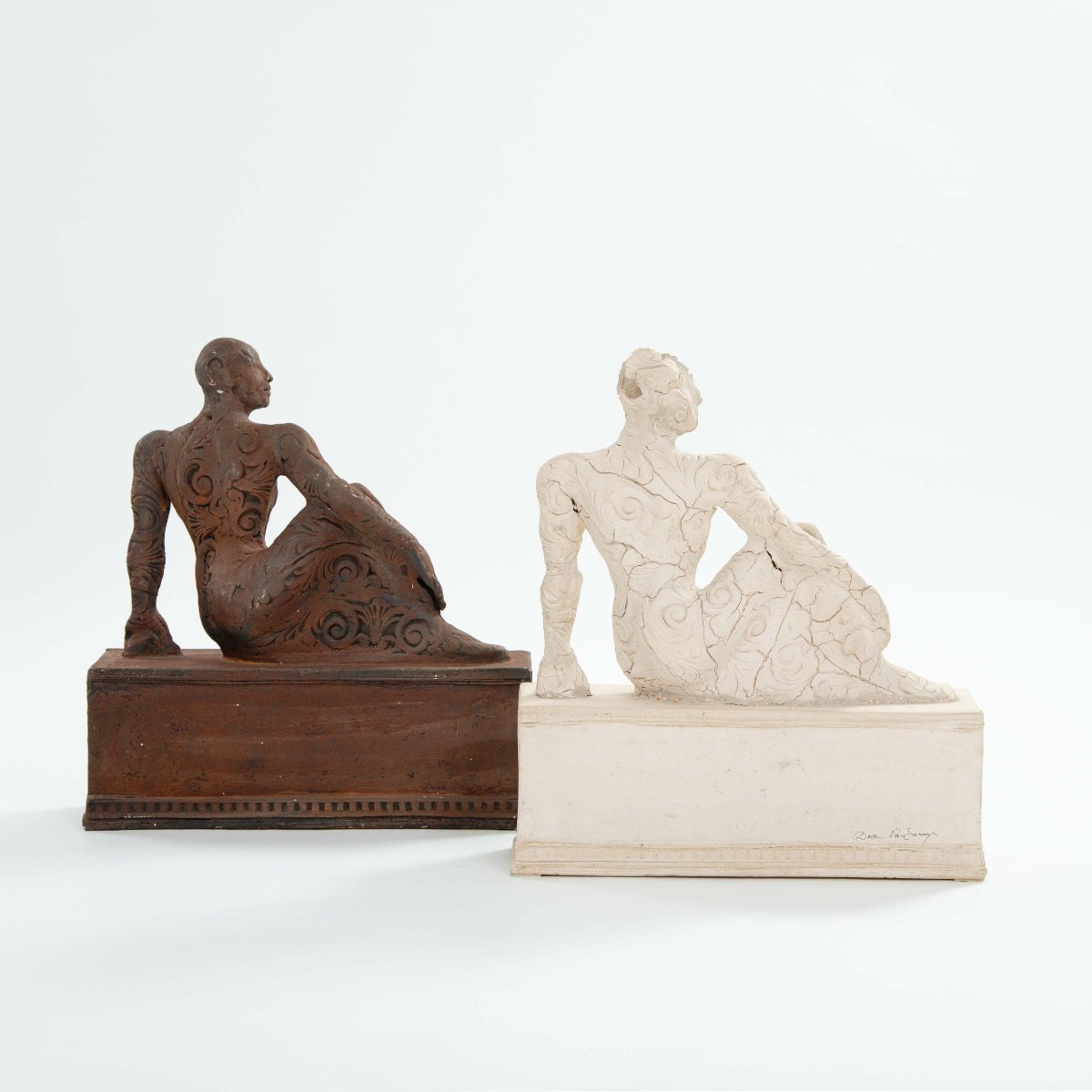 A Pair Of Classically Inspired Ceramic Sculputres By Dora Várkonyi, Germany 2001-photo-1