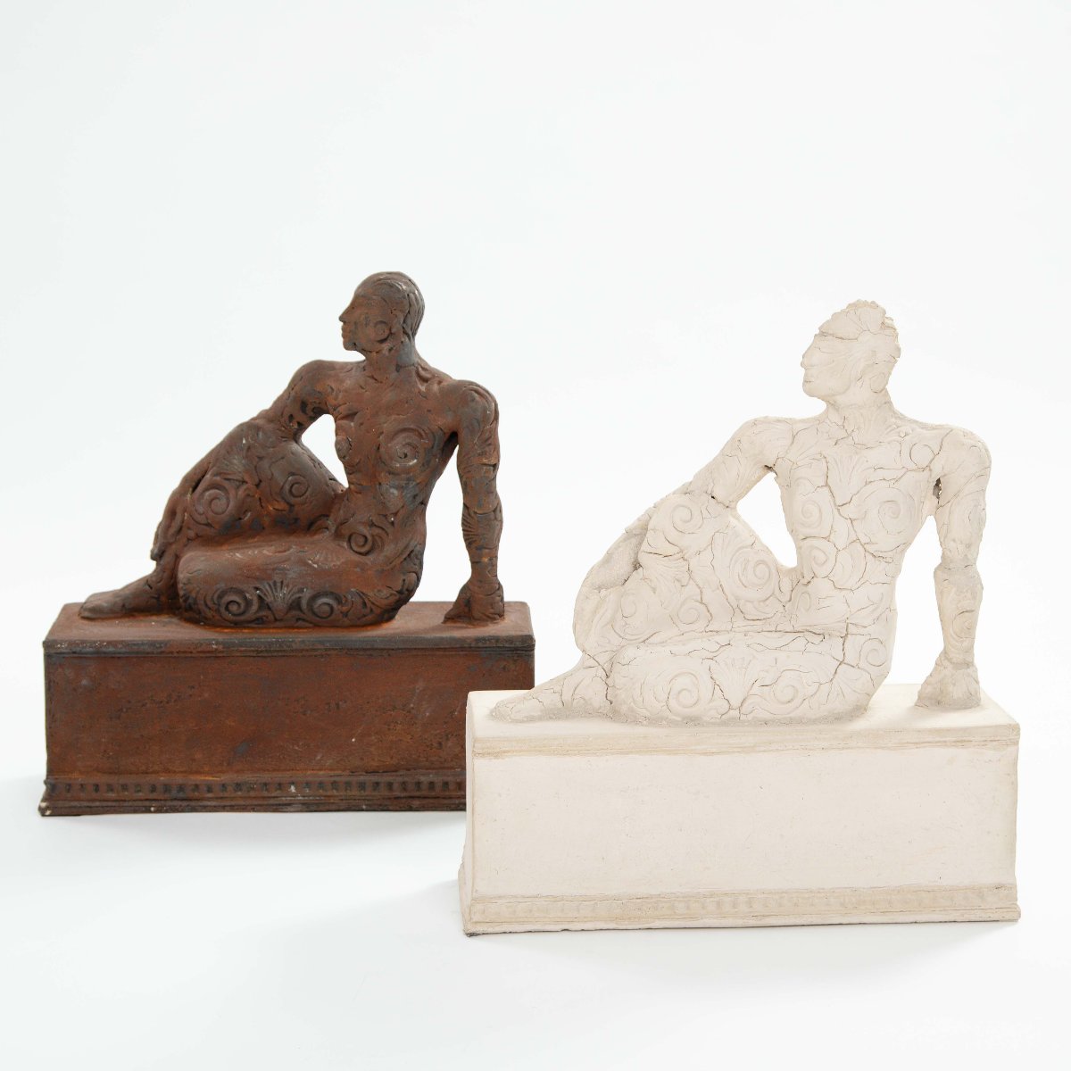 A Pair Of Classically Inspired Ceramic Sculputres By Dora Várkonyi, Germany 2001