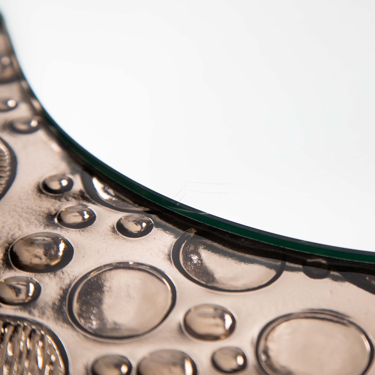 Mid-century Italian Sculptural Mirror, Colored In Taupe, Signed, 1960s-photo-5