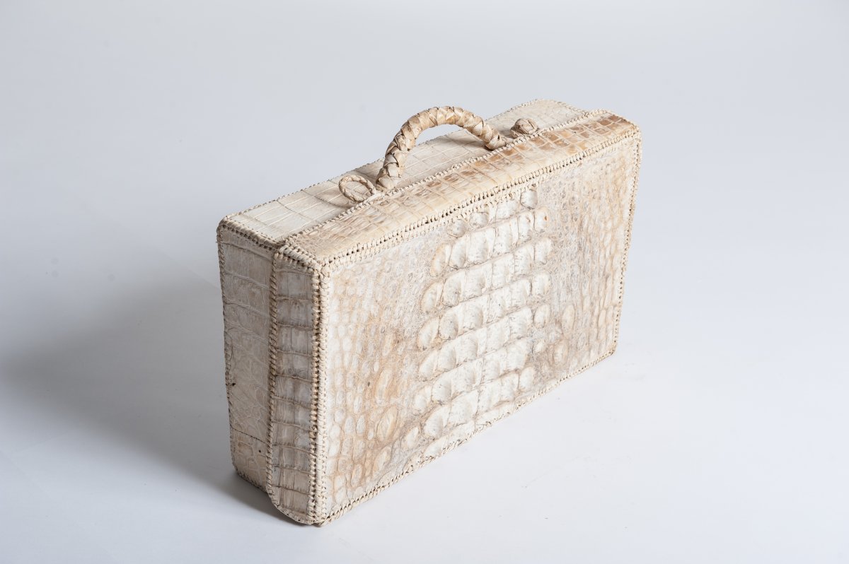 Art Déco Croco Leather Picnic Case-photo-4