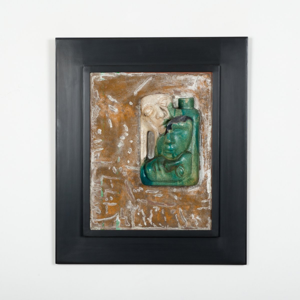  Composition de sculpture murale en céramique italienne du milieu du siècle, monogrammée