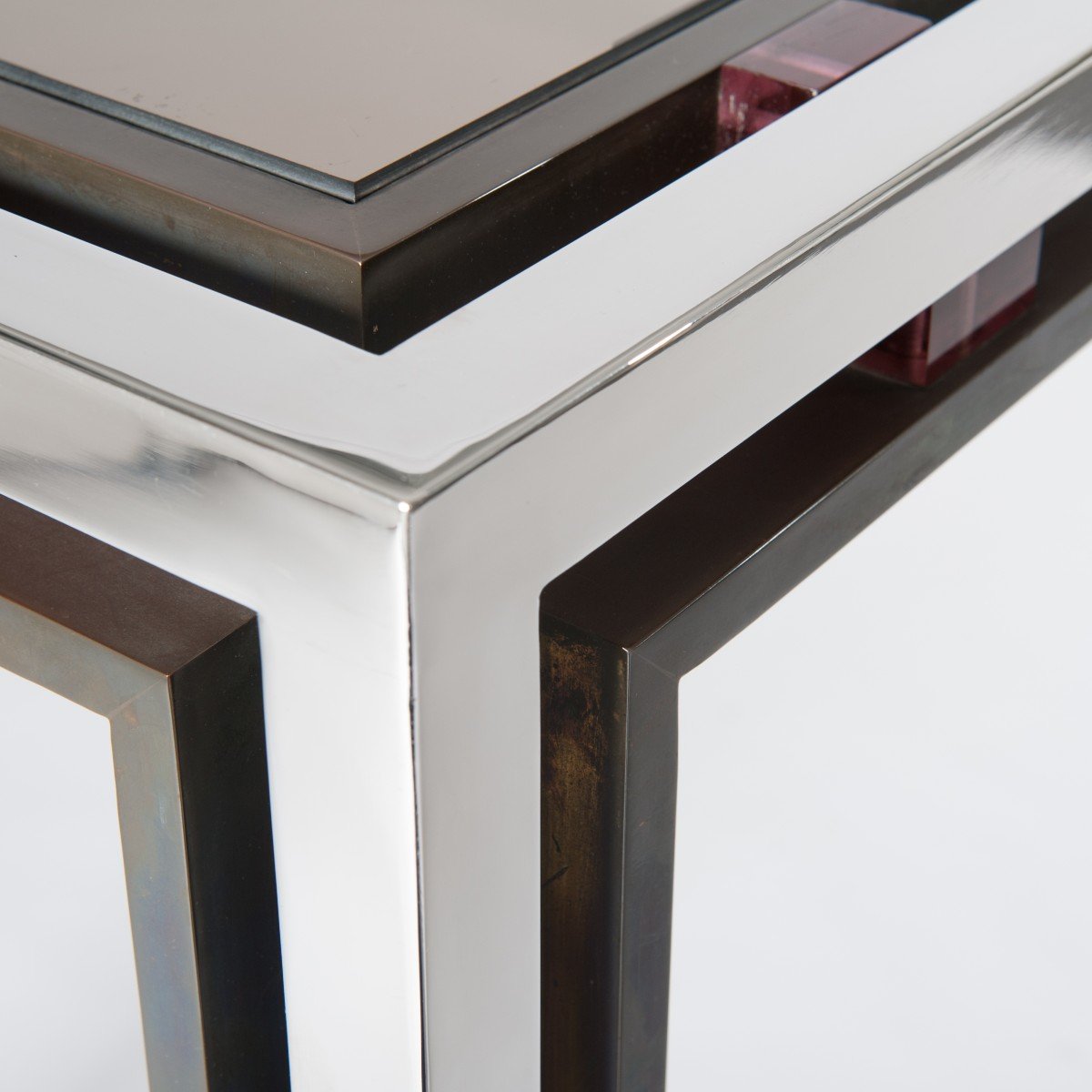 Table Console Mid-Century Chromée et Bronzée, Italie par Romeo Rega-photo-4