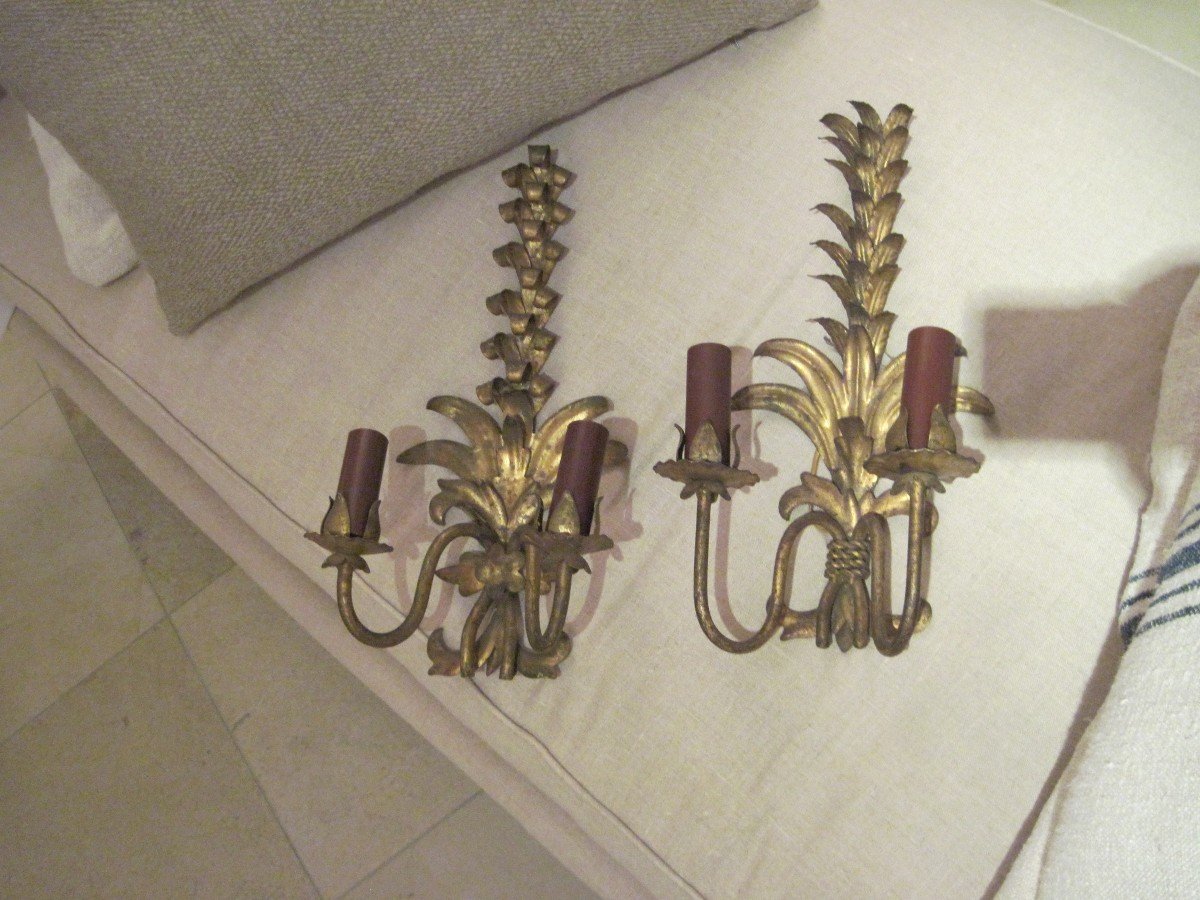 Paire d'appliques décoratives années 40-photo-2