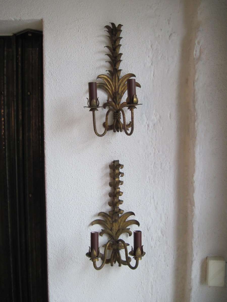 Paire d'appliques décoratives années 40-photo-4
