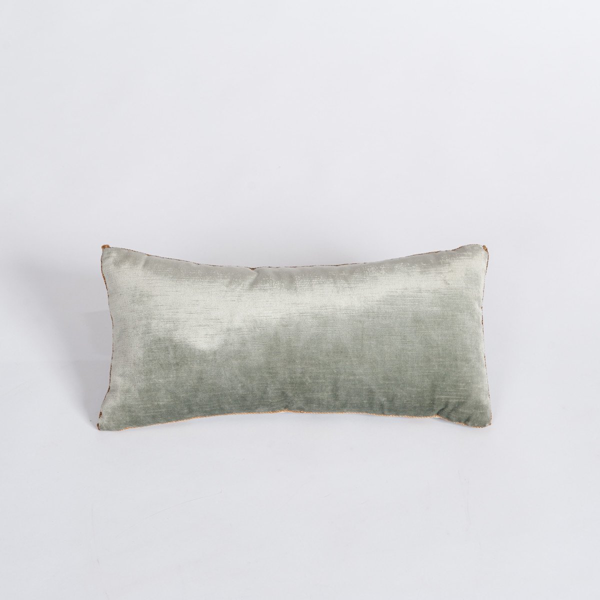 Pair Of Pastel Green Colored Velvet Pillows With Antique Metallic Embroidery -photo-5