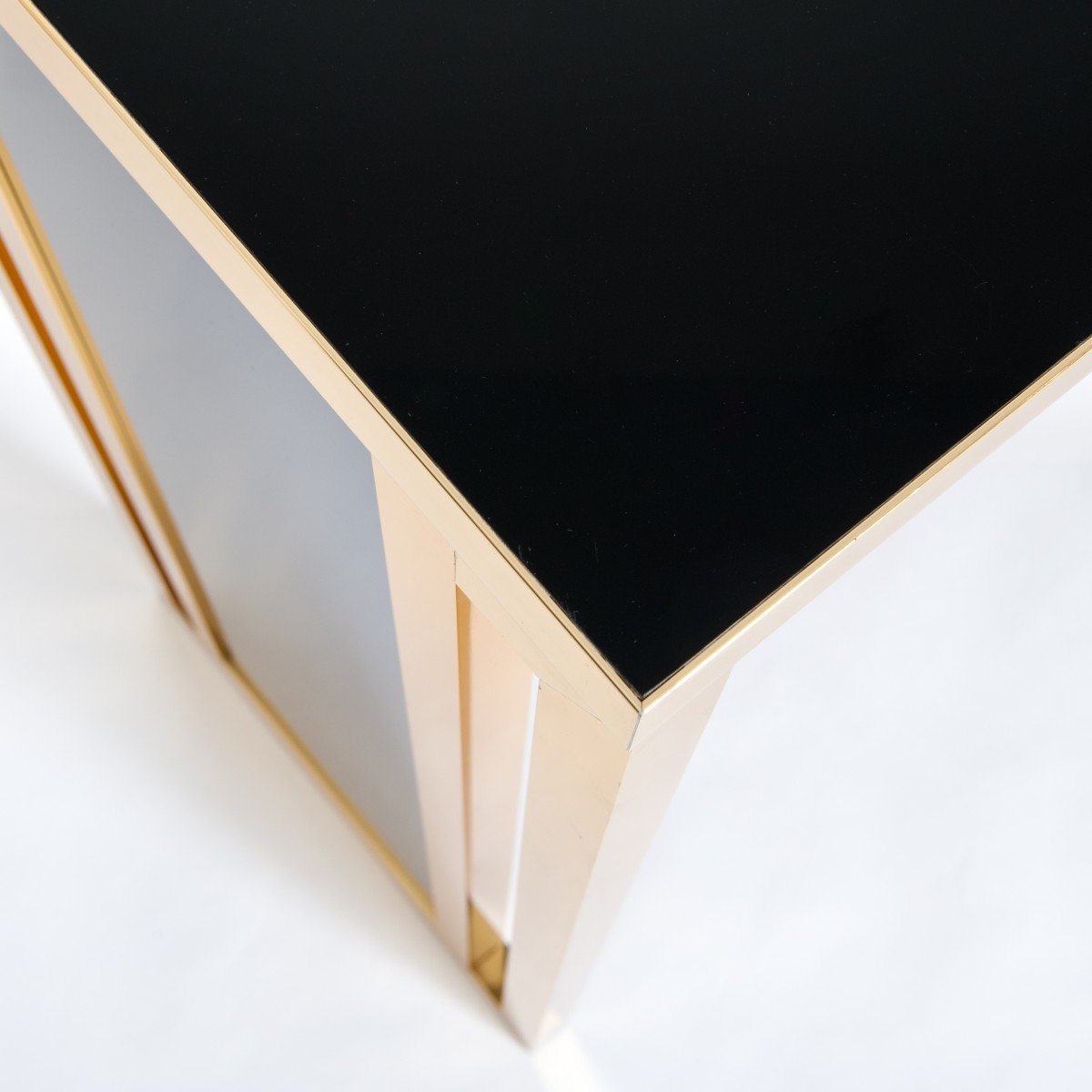Table Console Moderne Italienne Or Et Laiton Noir Par Willy Rizzo Pour Mario Sabot-photo-2