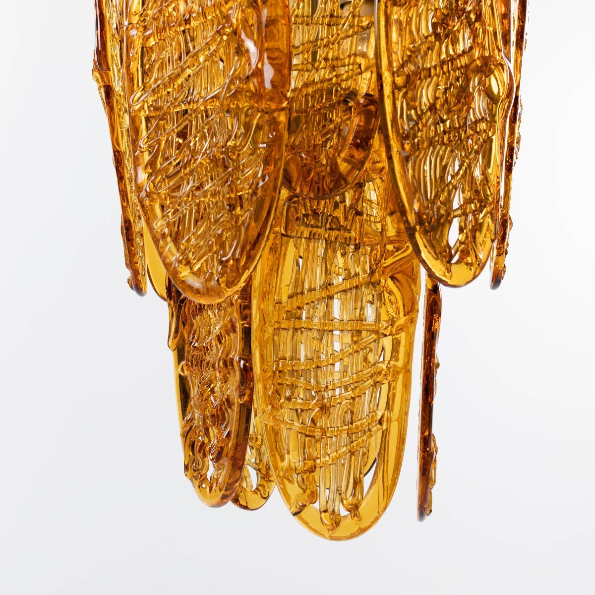  Amber Colored Mid-century Suspension Lamp From The 70s -photo-1