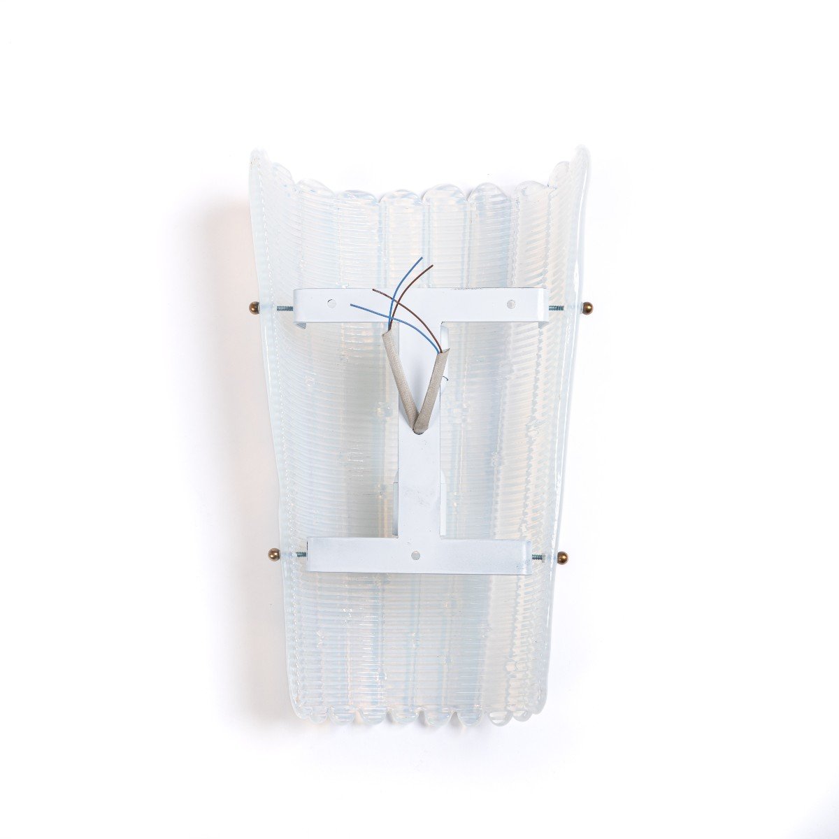 Pair Of Modern, Italian Wall Lights In Opalescent Light Blue Murano Glass, 1980s-photo-2