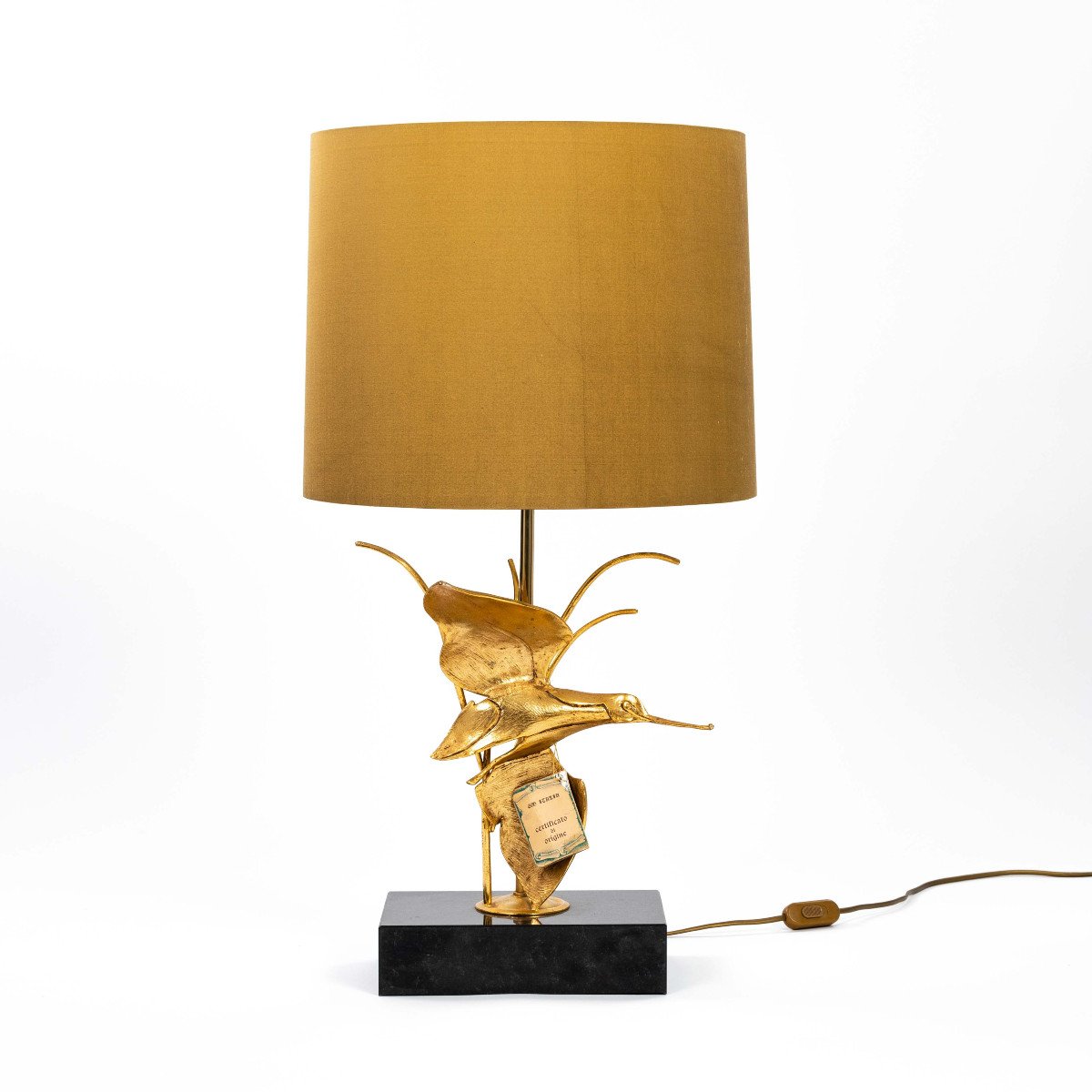 Midcentury Italian Bronze Sculptured Table Lamp By Gm Italia Bronze Colored Lamp Shade-photo-2