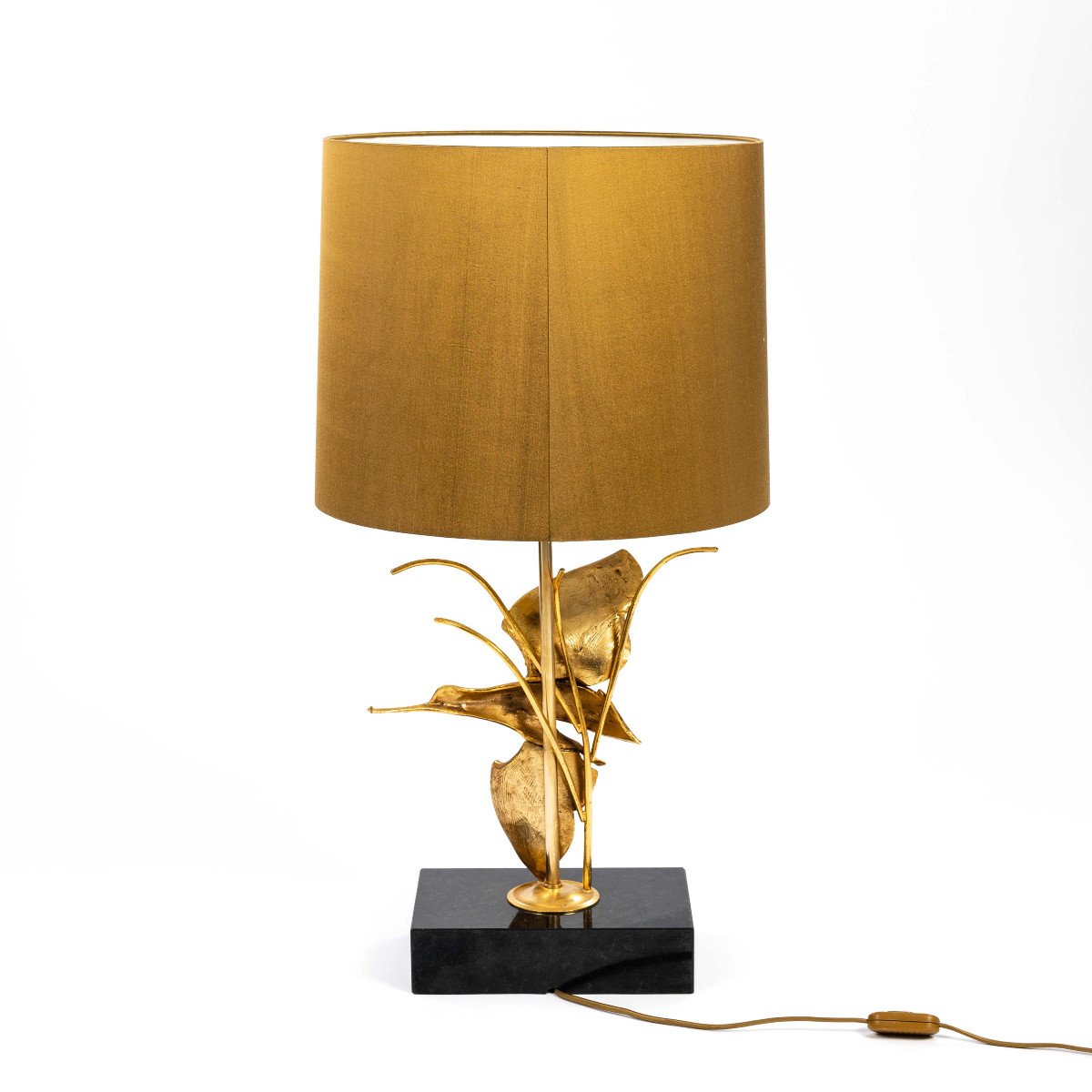 Midcentury Italian Bronze Sculptured Table Lamp By Gm Italia Bronze Colored Lamp Shade-photo-4