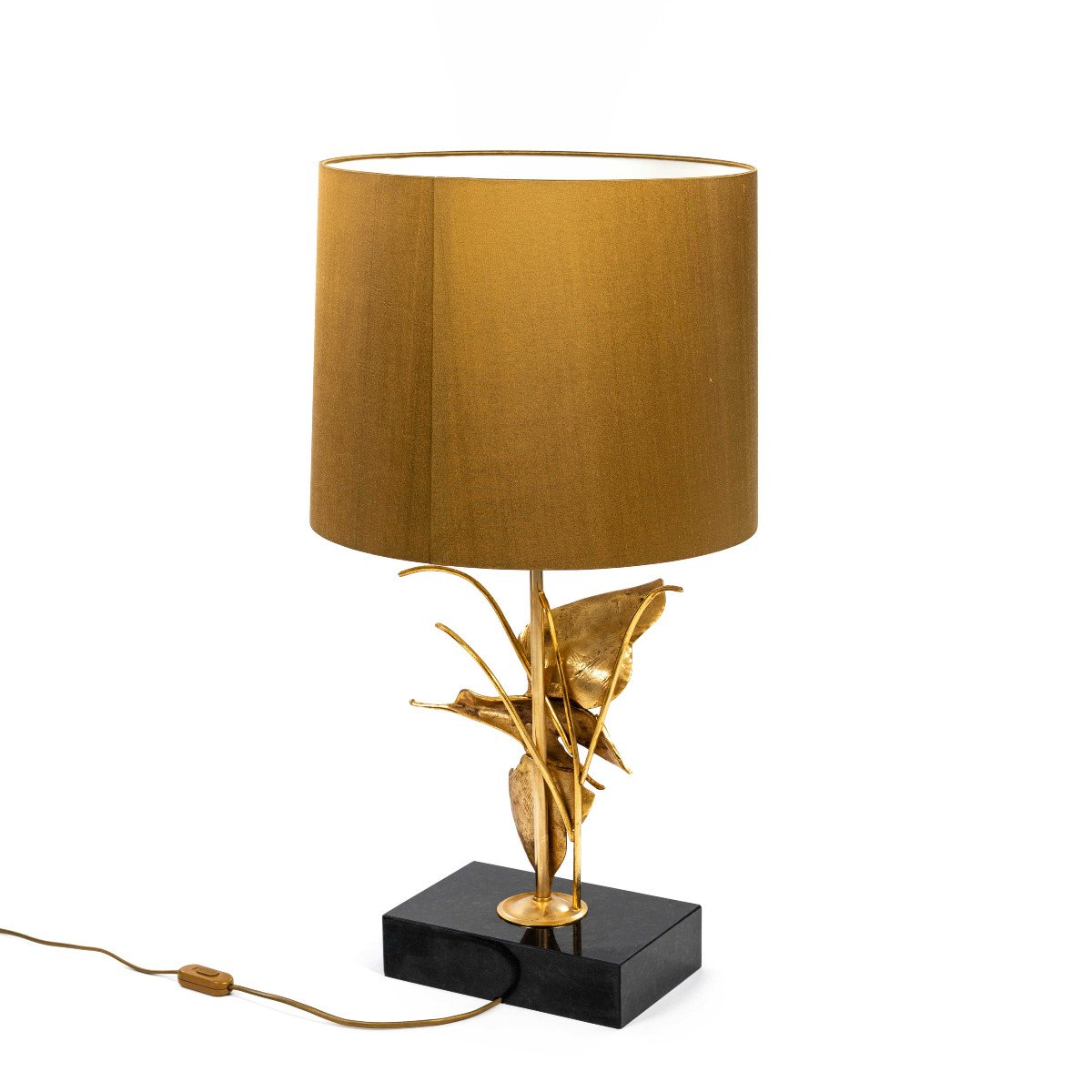 Midcentury Italian Bronze Sculptured Table Lamp By Gm Italia Bronze Colored Lamp Shade-photo-5
