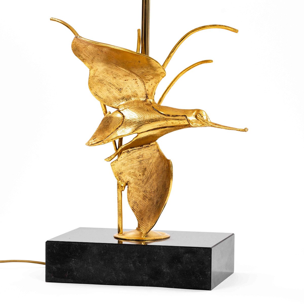Midcentury Italian Bronze Sculptured Table Lamp By Gm Italia Bronze Colored Lamp Shade-photo-6