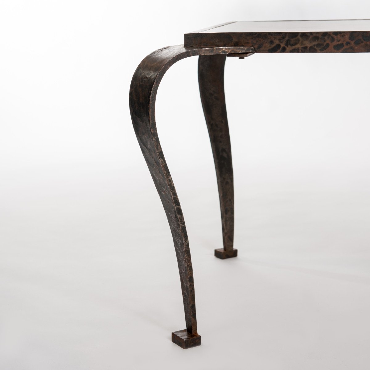 Italian Art Déco Side Table Solid Iron With Marble Top Attributed To V. Ducrot-photo-5