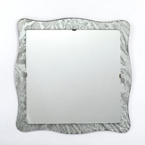 Italian Mid-century Mirror With Abstract Silver Leaf Decoration 1970s