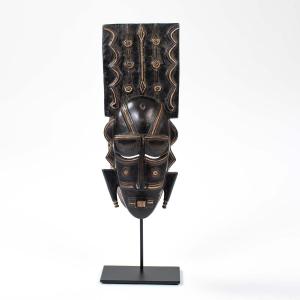 Masque Africain Ligbi en bois avec plaque saillante sur la tête, Côte d'Ivoire 1980