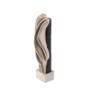 Stoneware Sculpture On Steel Base With Glaze In Grey-white-black, Signed Zauli