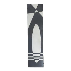 Mid-century Graphic Mirror In Anthracite-silver By Jacques Hitier, 1960s