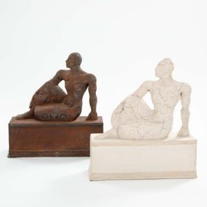A Pair Of Classically Inspired Ceramic Sculputres By Dora Várkonyi, Germany 2001