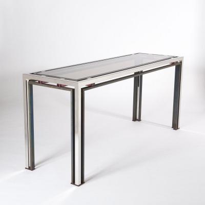 Mid-century Italian Chromed And Bronzed Console Table By Romeo Rega 