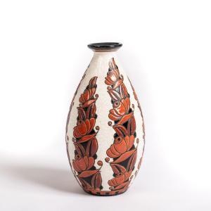 Grand Vase Art Deco Boch Frères Keramis Signé