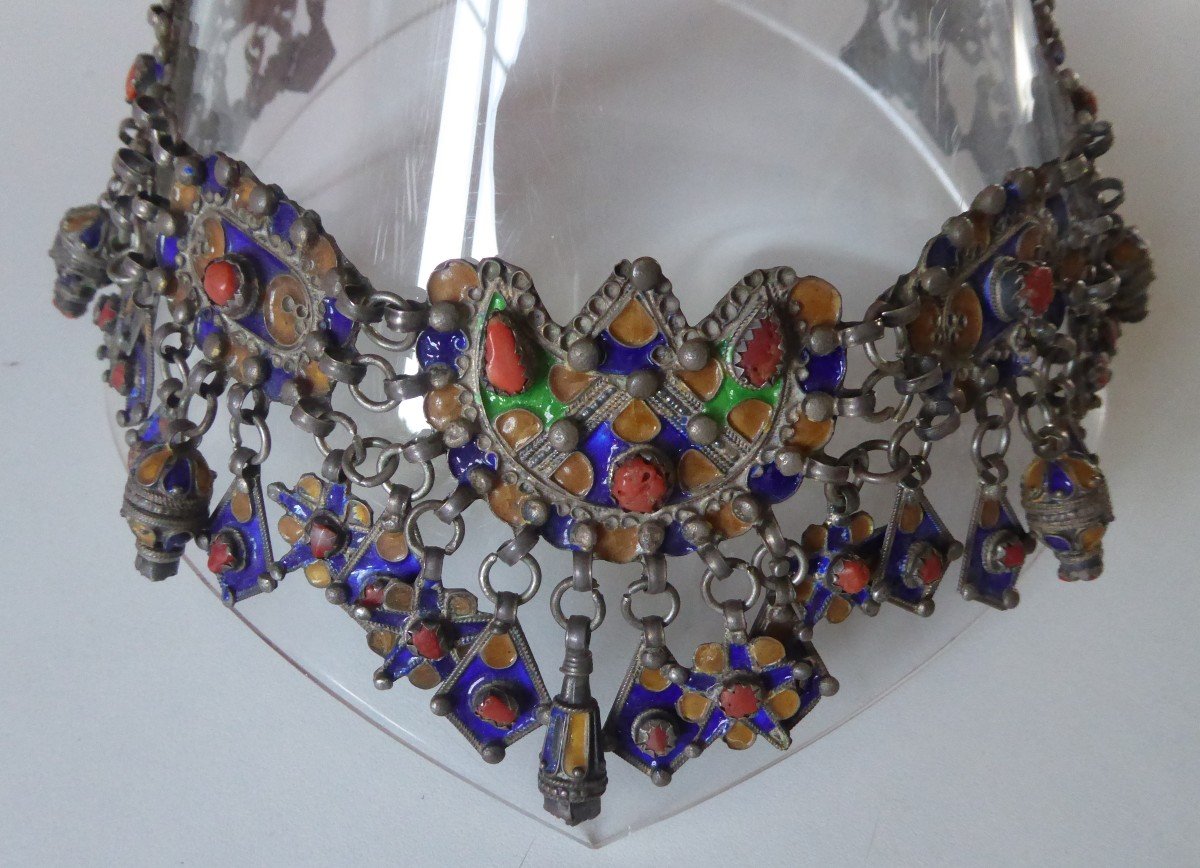 Collier Vintage Kabile Berbère Émaux Métal - Bijoux
