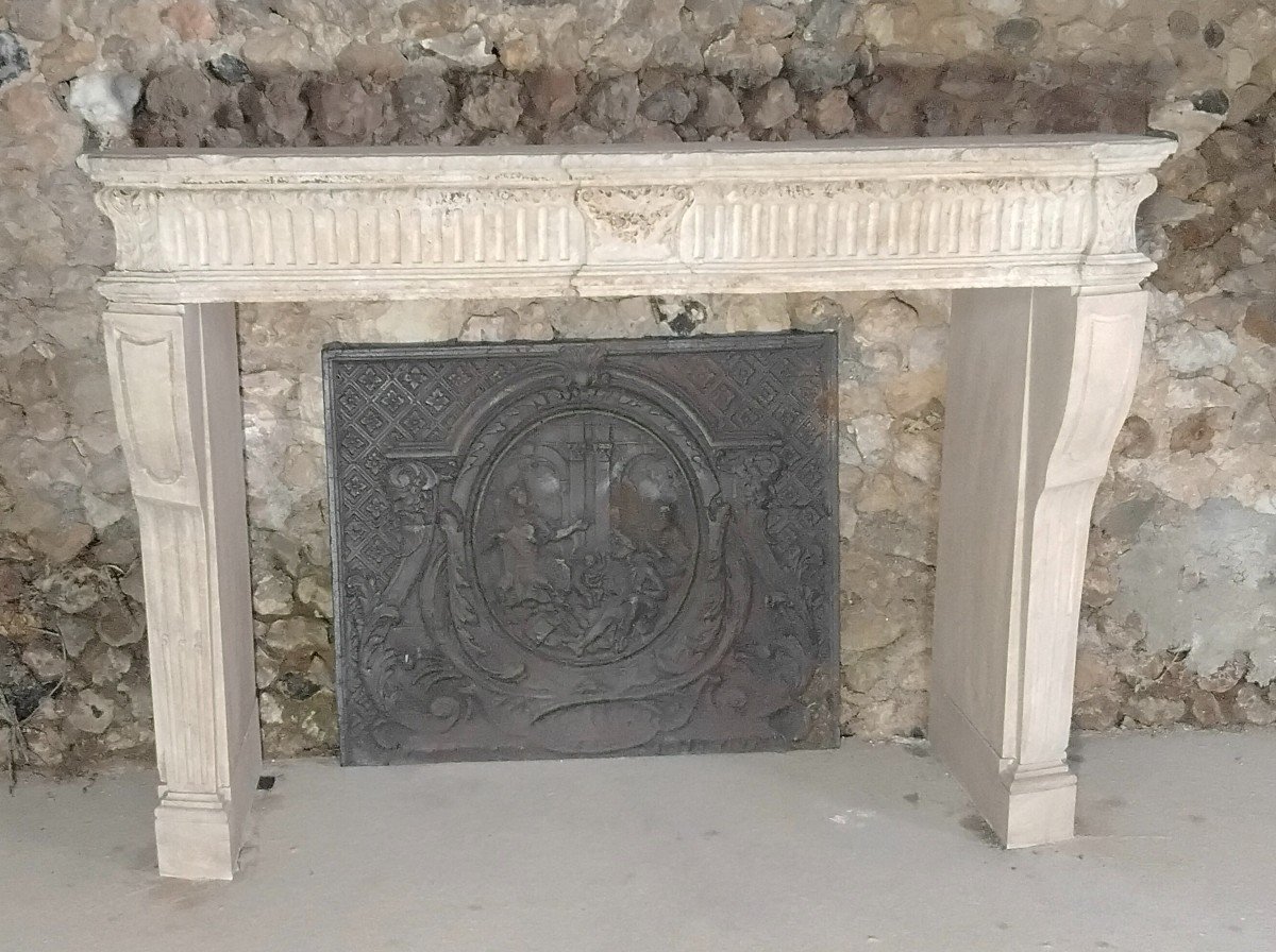 White Stone Fireplace 