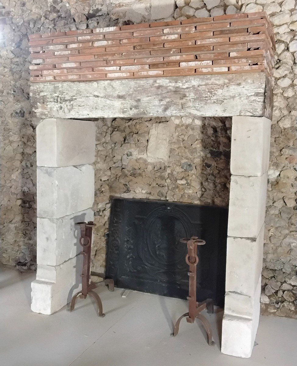 White Stone Fireplace 