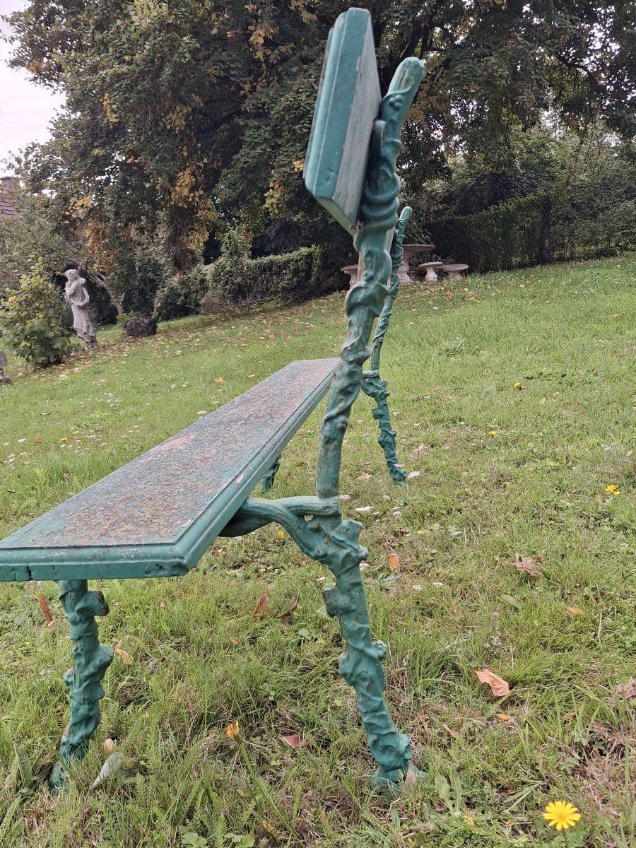 Paire de Bancs de jardin -  pieds en fonte décors végétal-photo-1
