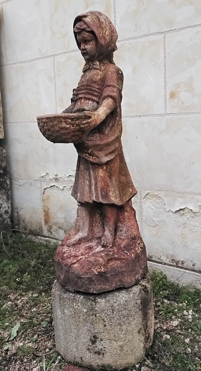 Paire de statues en fonte représentant deux enfants-photo-3