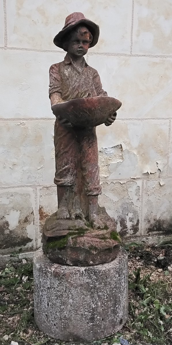 Paire de statues en fonte représentant deux enfants-photo-1