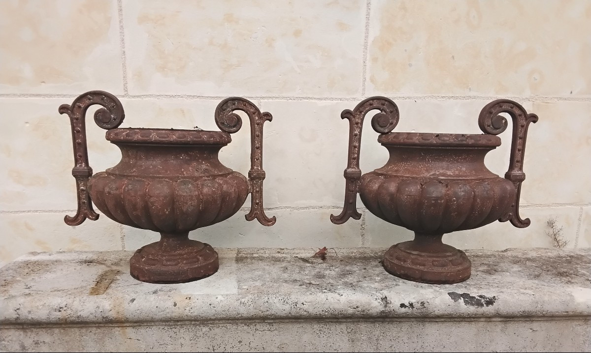 Paire de vases en fonte