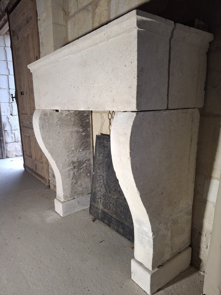 Cheminée en pierre blanche-photo-3
