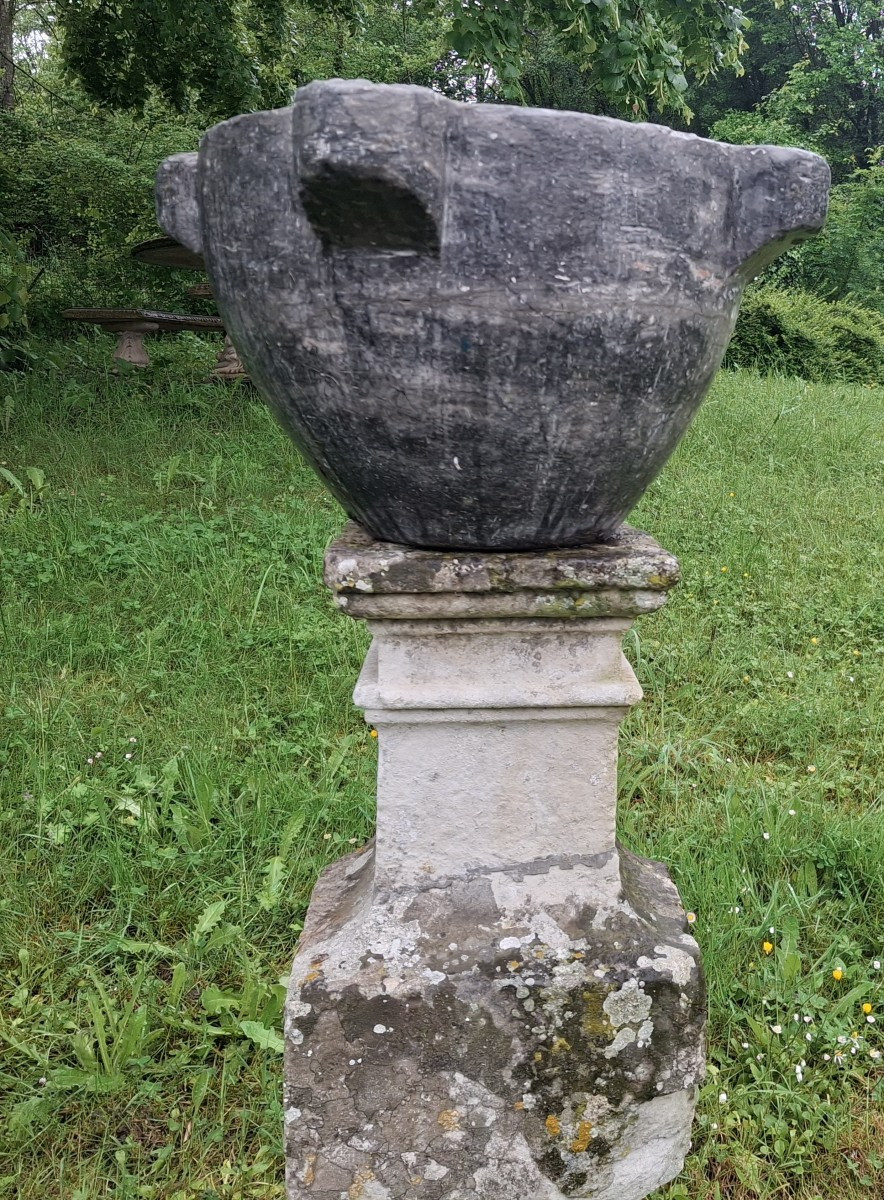 Mortier en marbre gris Sainte Anne fin 18 ème