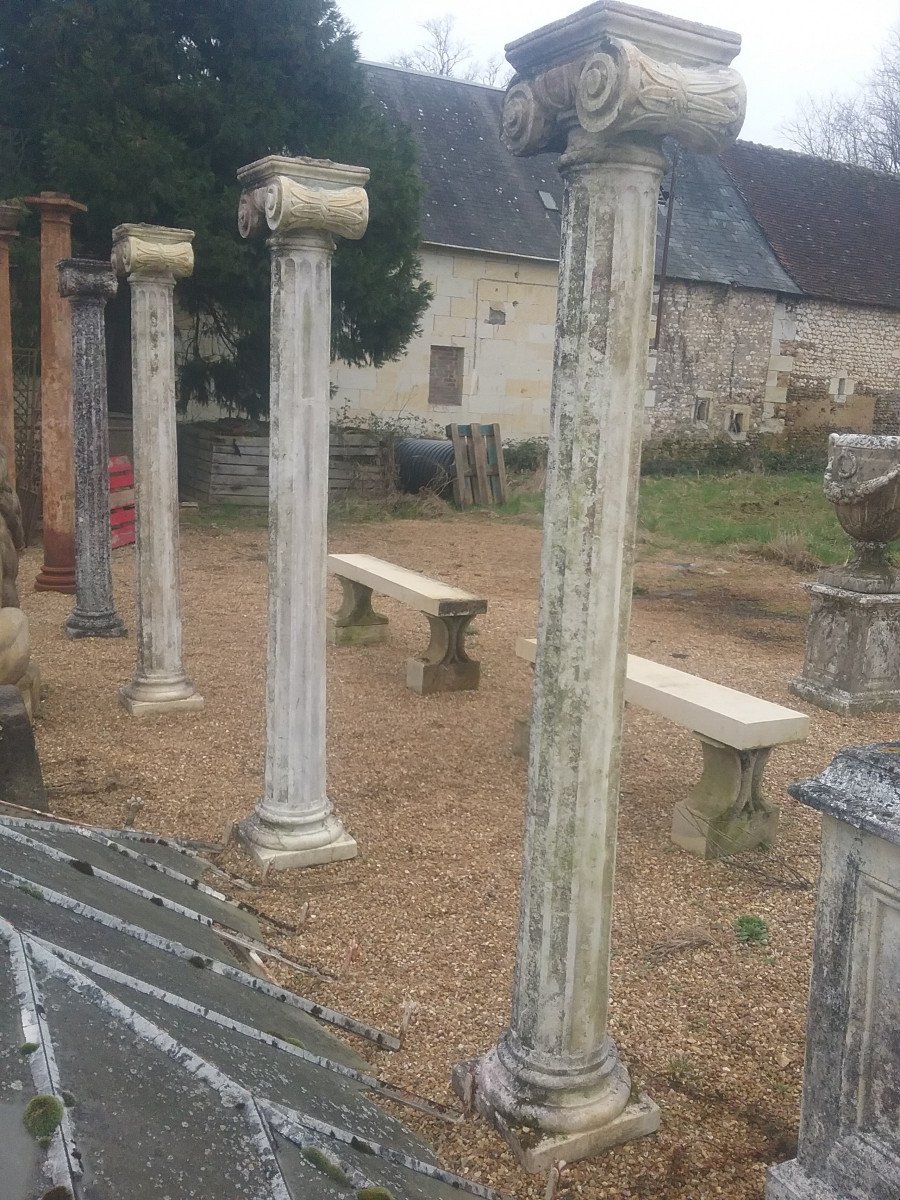 4 Columns In Reconstituted Stone With Corinthian Capital And Fluted Was-photo-4