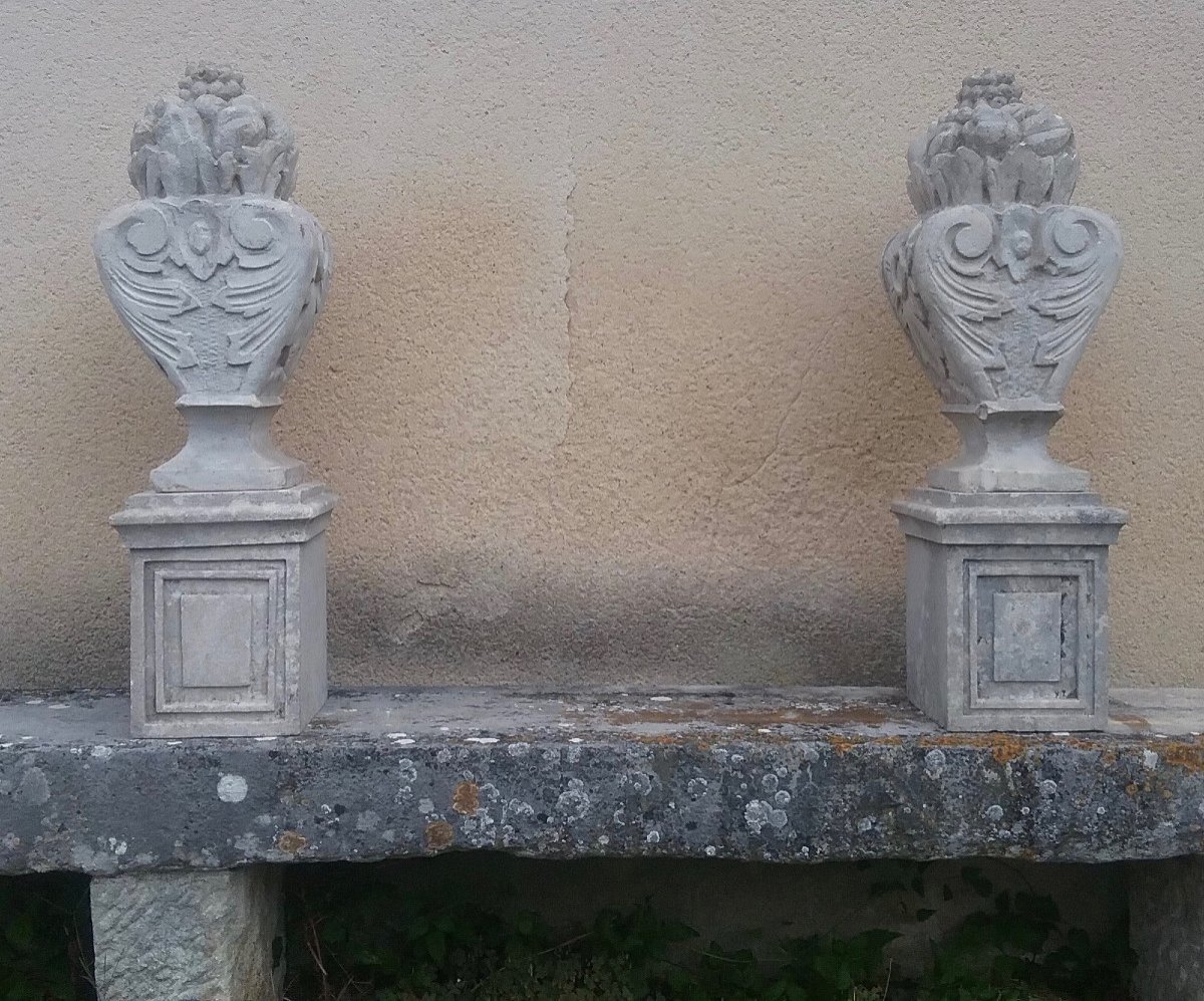 Fire Pots, Pair Of Natural Stone Vases